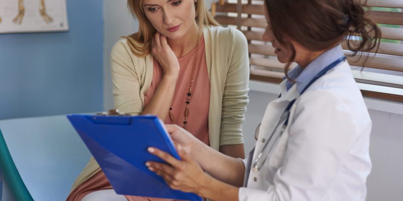 Woman at a routine visit at her doctor